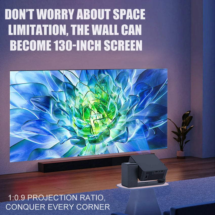 DAMI3C HT30 Portable Singing Projector | Mini Android Projector with Dual Microphones | 4K Support, WiFi, Bluetooth | Home & Outdoor Theater + Family KTV