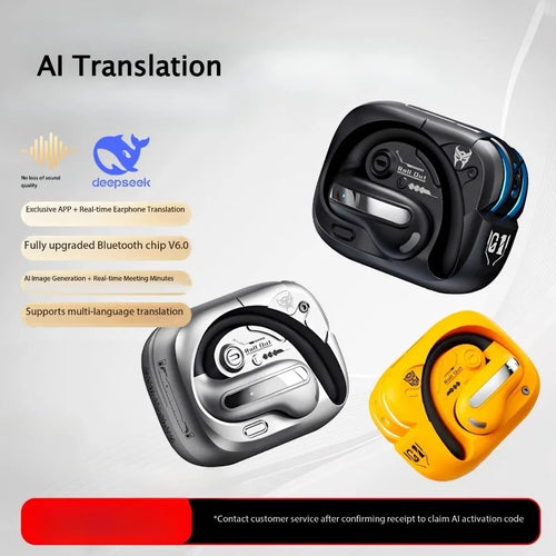Écouteurs intelligents à traduction IA, oreillettes ouvertes OWS, Bluetooth 6.0, autonomie ultra-longue, réduction de bruit ENC, écouteurs de sport et de bureau