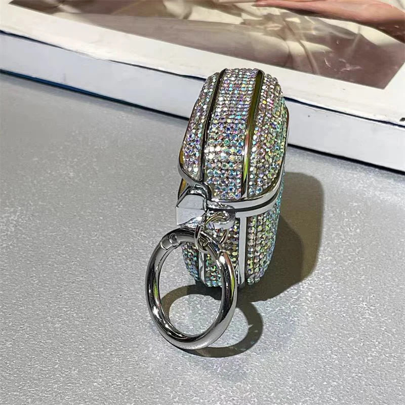 Plated Sparkling Diamond Bluetooth Headphone Case for Apple AirPods 1 3 4th Gen Pro2 Keychain Shockproof Earphone Cover