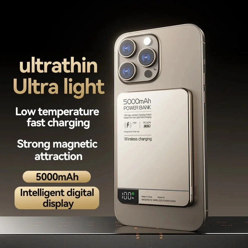 Ultra Wireless Magnetic Power Bank Travel Portable Fast Charging Capacity Digital External Battery For Magsafe IPhone CCC